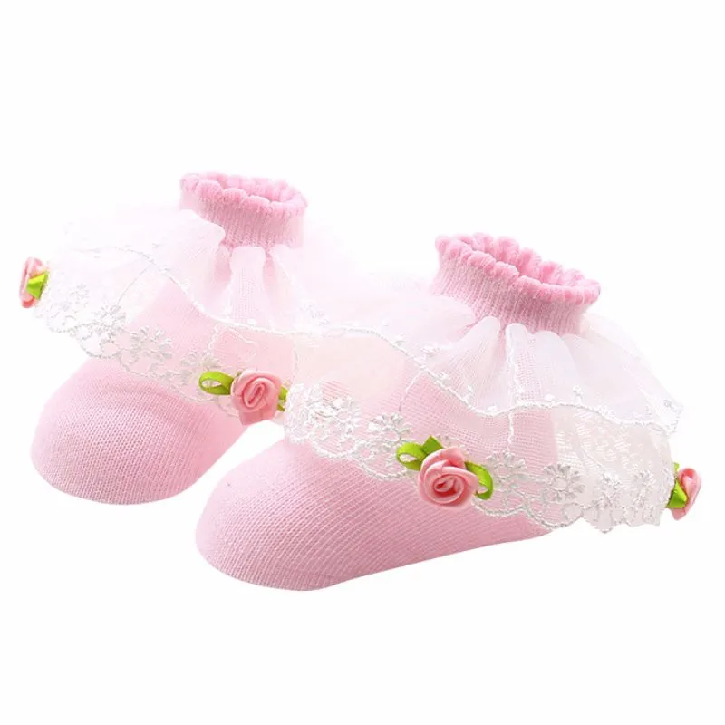 Осень-зима Детские теплые носки милые хлопковые розовые носки с цветами Носки для новорожденных мальчиков и девочек новый LH7s