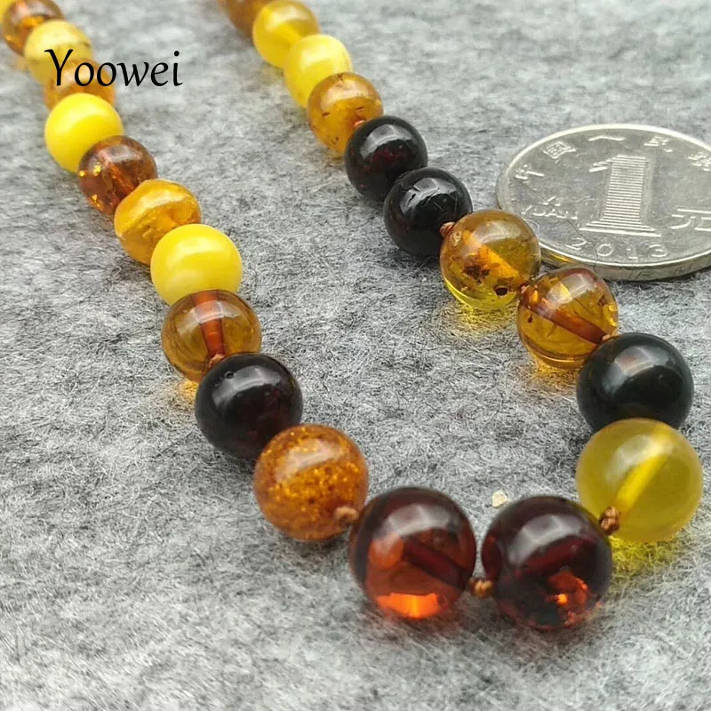 

Yoowei 13.7g 50cm 6mm--9mm Natural Amber Necklace for Unisex 100% Genuine Round Multicolor Beads Baltic Amber Jewelry Wholesale