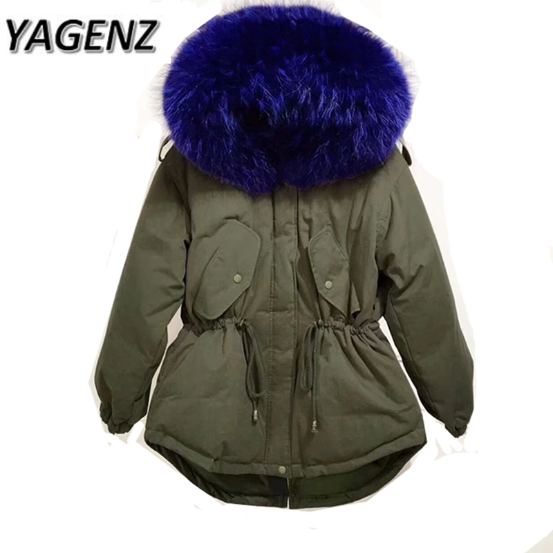 Women Winter Jacket Real Fox Fur Collar Down Parka
