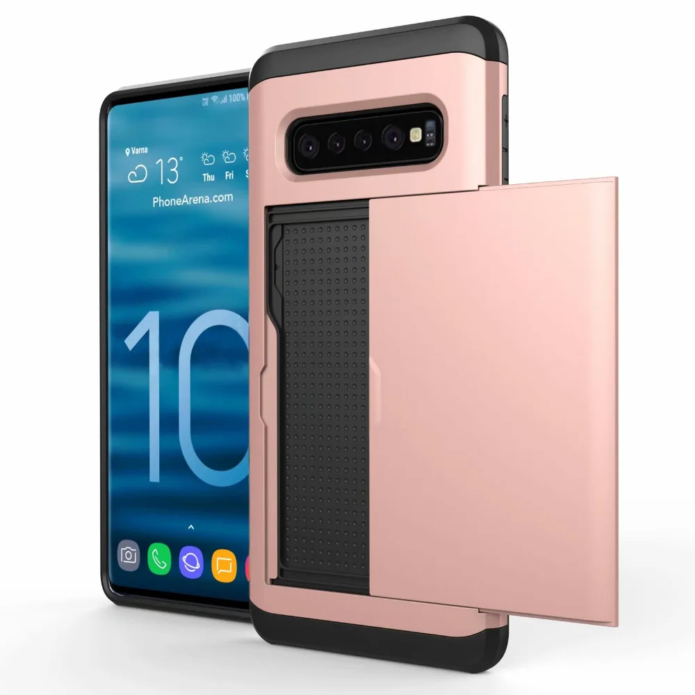 

Hybrid Rugged Shockproof Bumper Case For Samsung Galaxy S10 S9 S8 Card Pocket Back Slot Phone Cover for Samsung S10 Plus Lite