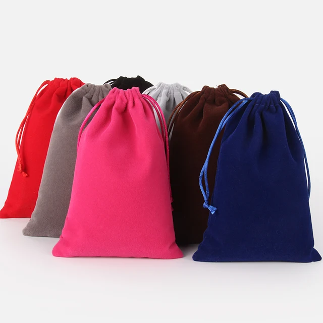 Latest High Quality 12x18cm Drawstring Plush Thicken Velvet Bag
