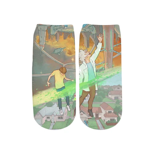 PLstar Cosmos/Новинка года; милые хлопковые короткие носки с 3D принтом с рисунком Рика и Морти для мужчин и женщин; корейские носки в стиле Харадзюку; WZ011 - Цвет: color as the picture