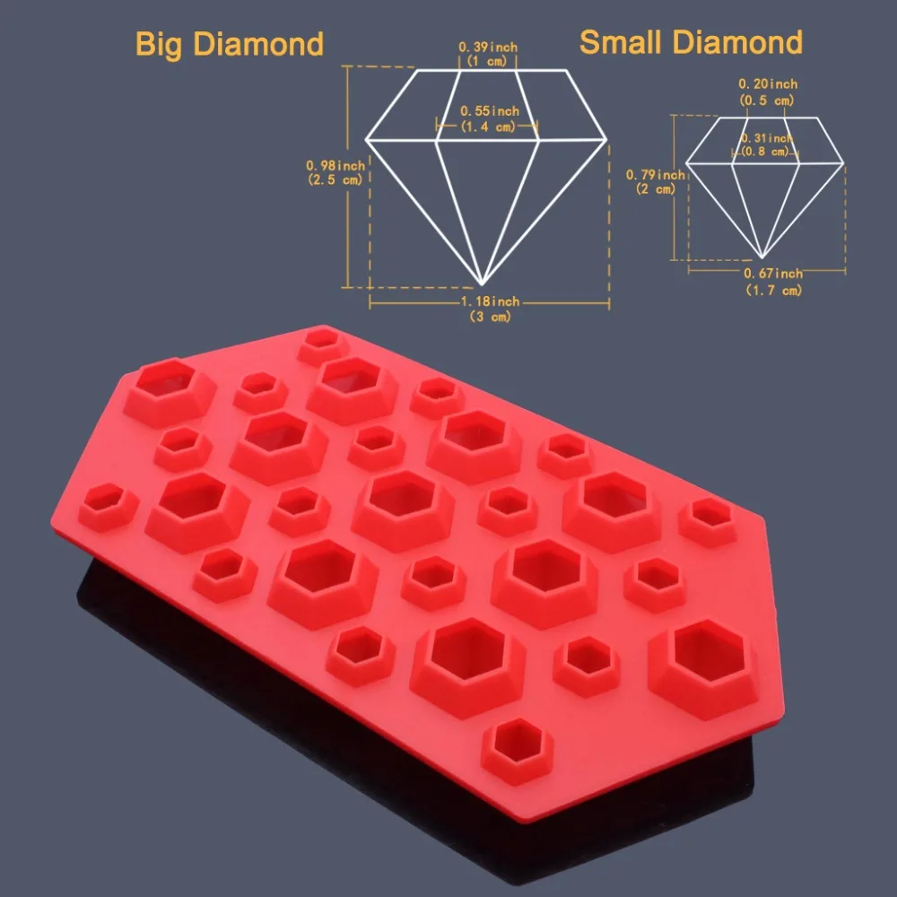 Silicone 3D Diamond Shape Ice Tray Ice Cube Maker Box Moulds DIY for Whisky Wine Juice (3)
