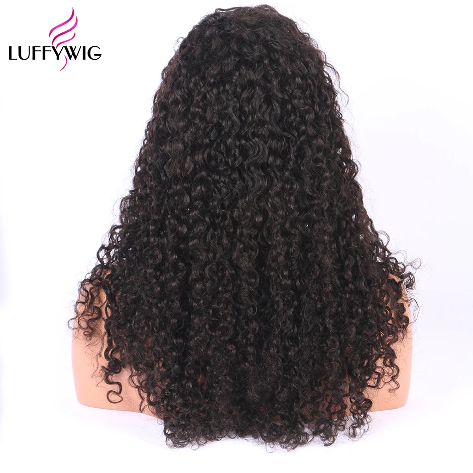 LUFFYHAIR 250 плотность предварительно сорванные кудрявые 13x6 кружева передние человеческие волосы парики предварительно сорванные перуанские прямые волосы с детскими волосами для женщин