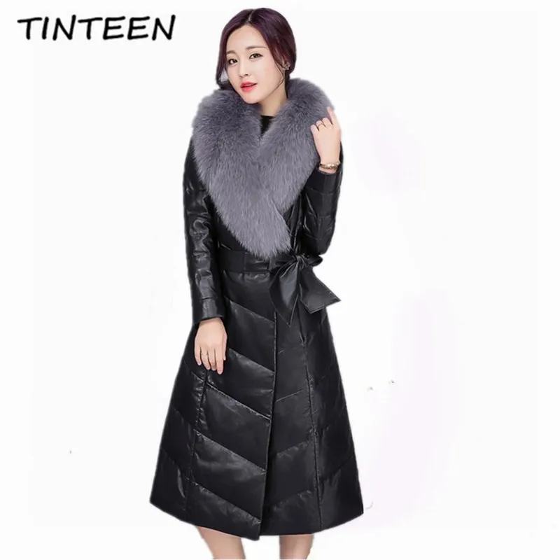 TINTEEN 2018 новая зимняя куртка Для женщин пальто Босоножки из искусственной pu кожи