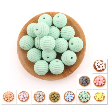 

Bite Bites 15mm 10PCS Silicone Thread Beads Organic Food Grade Silicone Teether Chewable Diy Nurse Gift For Mommy Baby Teether