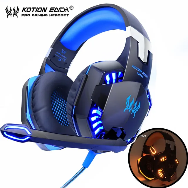 Игровые наушники KOTION игровые наушники гарнитуры глубокий бас стерео наушники Проводная геймерская микрофон гарнитуры Bluetooth Беспроводные наушники с подсветкой для PS4 телефон портативных ПК