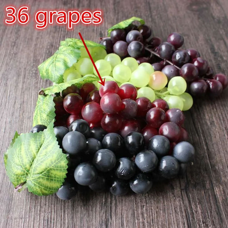 1pcs 36 grapes Artificial Fake Grapes Plastic Fake Decorative Fruit Lifelike Home Wedding Party