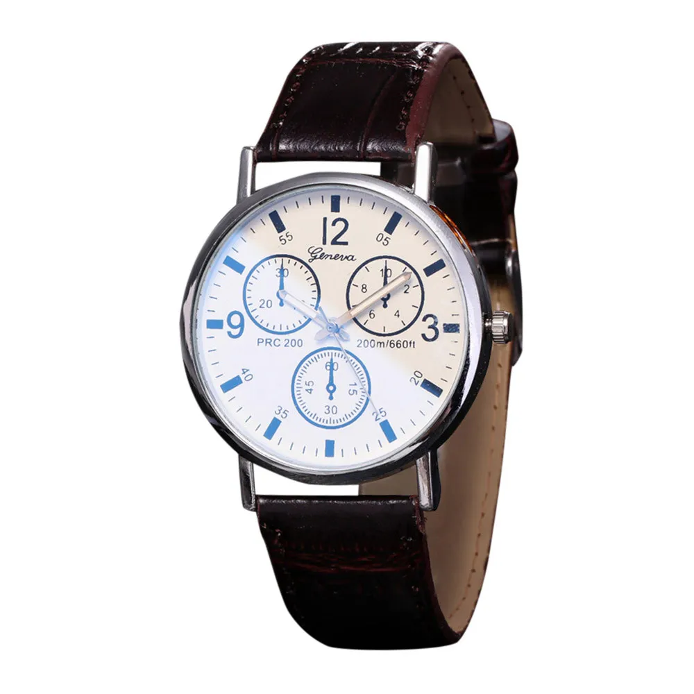 Модные Повседневные роскошные кожаные черные мужские часы Blu Ray стеклянные часы нейтральный кварц имитирует наручные часы A40 - Цвет: D