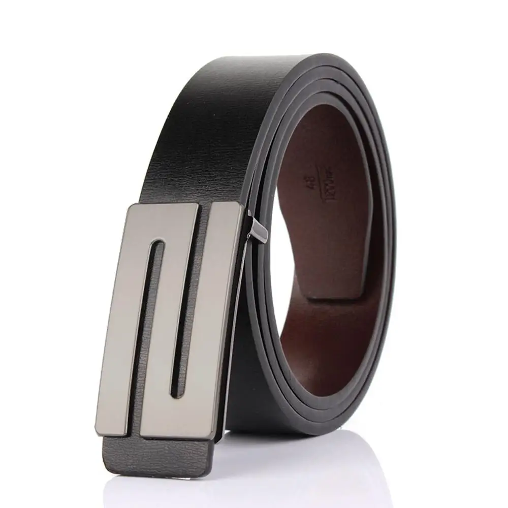 FAJARINA Brand Men's Quality Design 2nd Layer Genuine Leather Black Fashion Belts Male Jeans Belt Apparel Accessories for Men holeless belt Belts