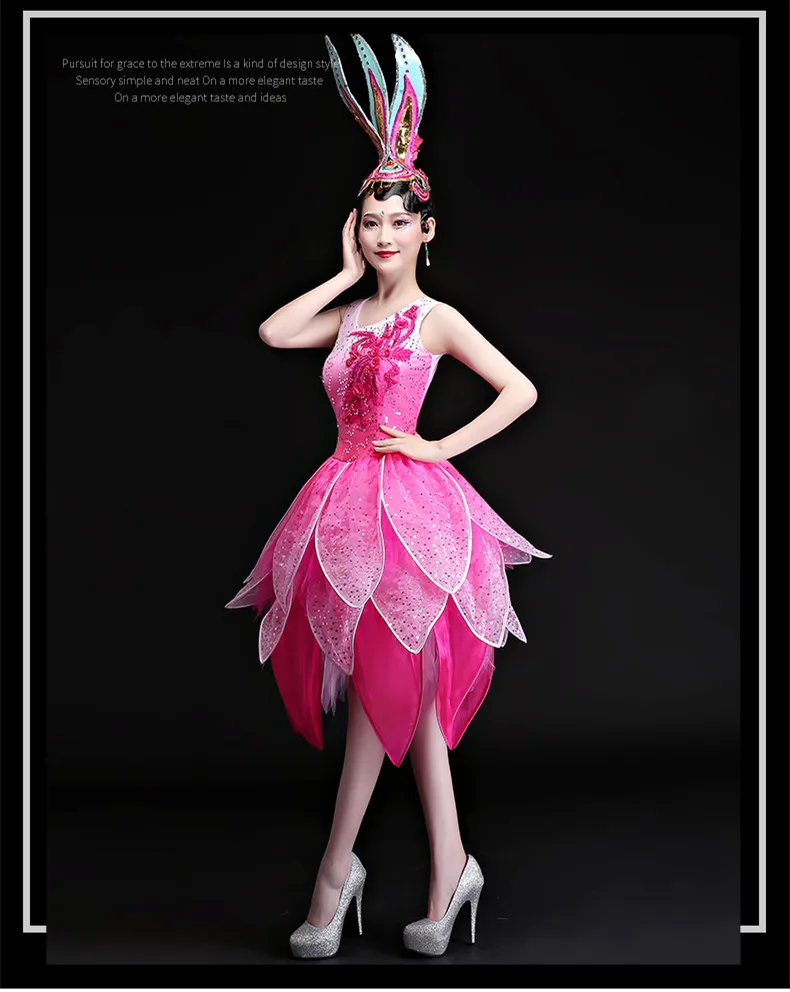 Китайская национальная Танцы платье для женщин цветок Танцы платье Красочные Танцы фестиваль Танцы платье новый год сценический костюм