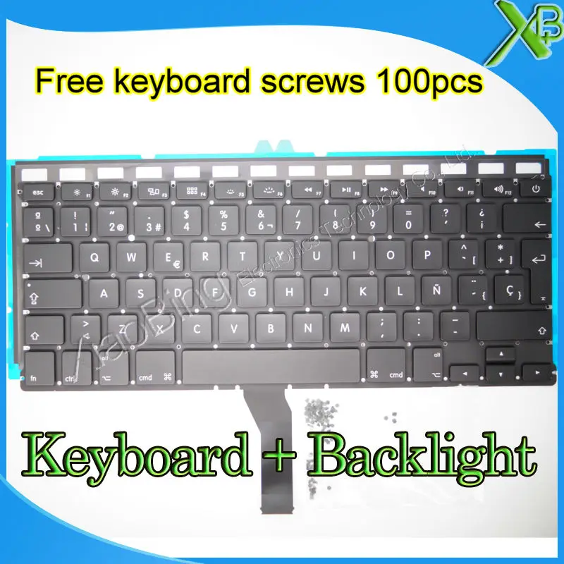 Brand New SP Spanish keyboard+Backlight Backlit+100pcs keyboard screws For MacBook Air 13.3&quot A1369 A1466 2010-2015 Years | Компьютеры