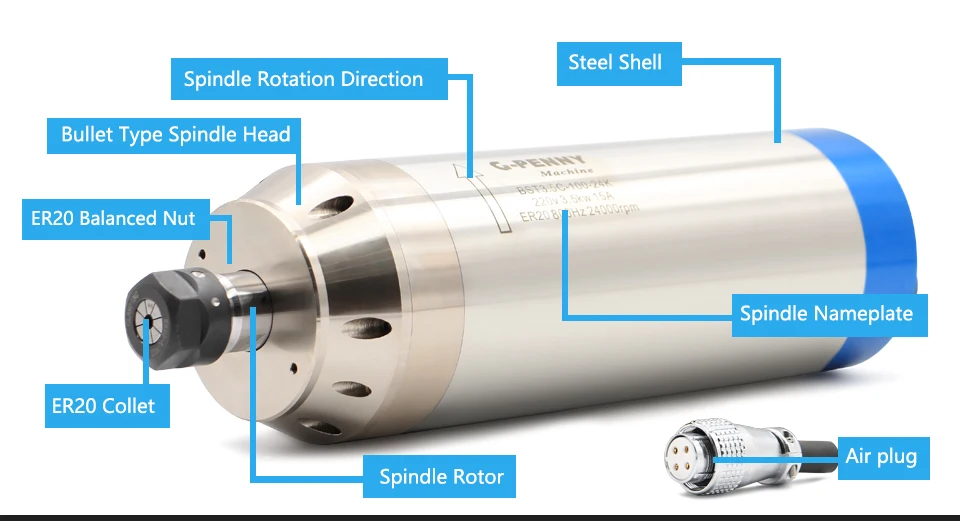 Профессиональный 3.5kw ER20 металлический рабочий шпиндель комплект гравировки стали меди железа нержавеющей стали и 3.7kw инвертор и 150 Вт водяной насос