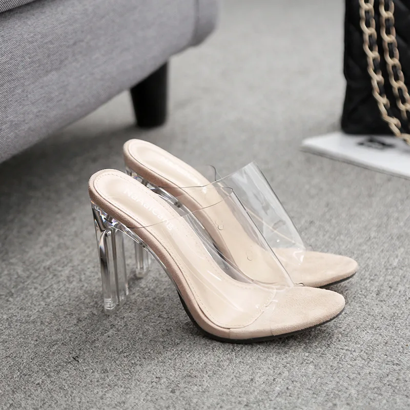 

The new transparent film female sandals in the summer of 2019 Fashion high heels