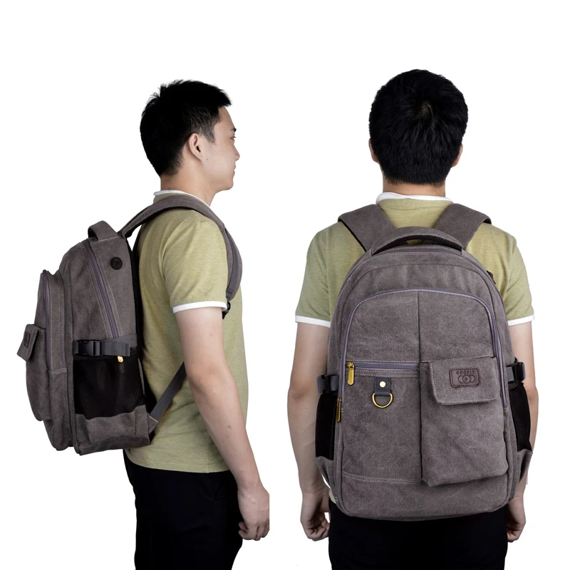 

Coofit Brand Casual Mens Backpack Canvas Laptop Backpack Fits Under 14-Inch Laptops Quality Male Large Capacity Travel Backpacks