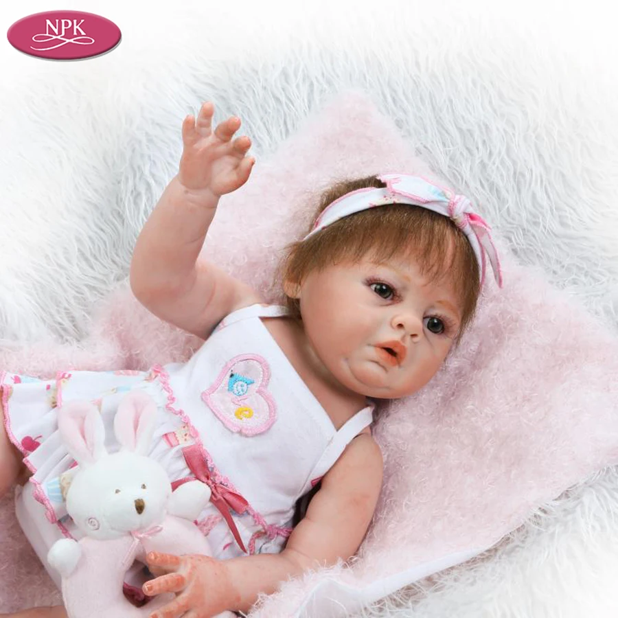 NPK 50CM Realistic Newborn Baby Girls Full Body SIlicone Reborn Babies Dolls Adorable Girl Kids Bath Toys Playmate Doll Boneca (2)