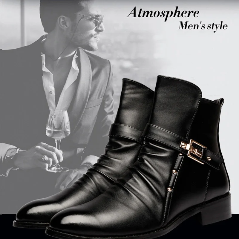 Britânico Martin Velvet Meados Botas Calçados Casuais Homens Rebites De Bezerro Dos Inverno Black Moda Preto Masculino Motociclista Designer black With Homem Fivela 1w6P0w