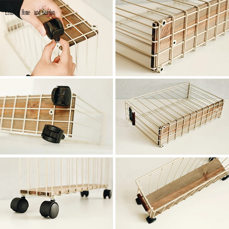 long and narrow design modern metal wire basket on wheels (3)