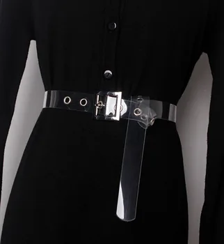 

Fashion Joker Square buckle belt European and American style belt iridescence Transparent Decoration Belt Women Waist sealing
