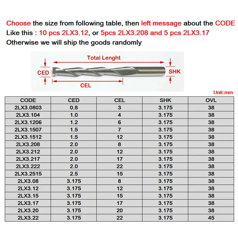 1 шт. 3,175 мм SHK деревообрабатывающие Фрезы с ЧПУ 2 флейты спиральные концевые фрезы двойная флейта Фрезы спиральные фрезы ПВХ