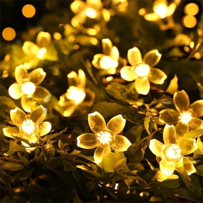 Солнечная светодиодная гирлянда 7 м 50Led Персиковый Цветок Солнечная лампа водонепроницаемый Наружное украшение для феи рождественские гирлянды садовый свет