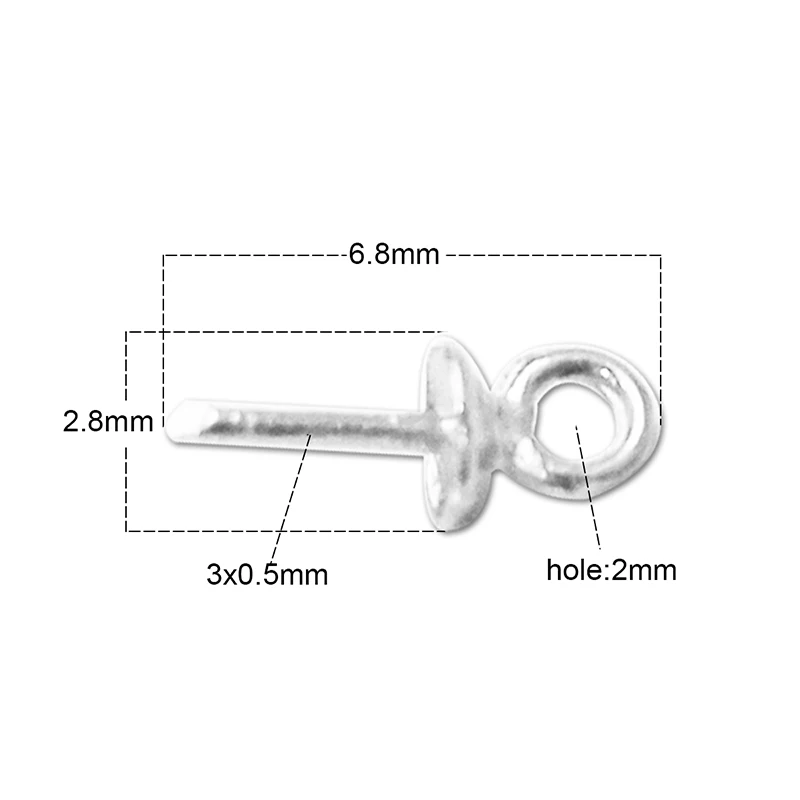 Чистого серебра 925 пробы серебро держатели для подвесок из верхняя чашка просверленные булавка, кулон разъем бусины-подвески для Кепки для бижутерии, материал для рукоделия ID25427 - Цвет: silver