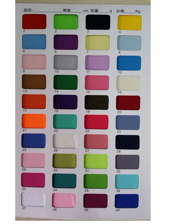 spandex color chart