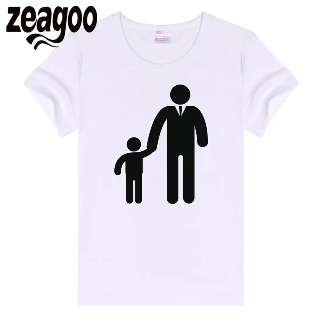 Zeagoo рукавом Повседневное, шеи экипажа Slim Fit мягкие короткие Для женщин футболка белая Отца и Сына