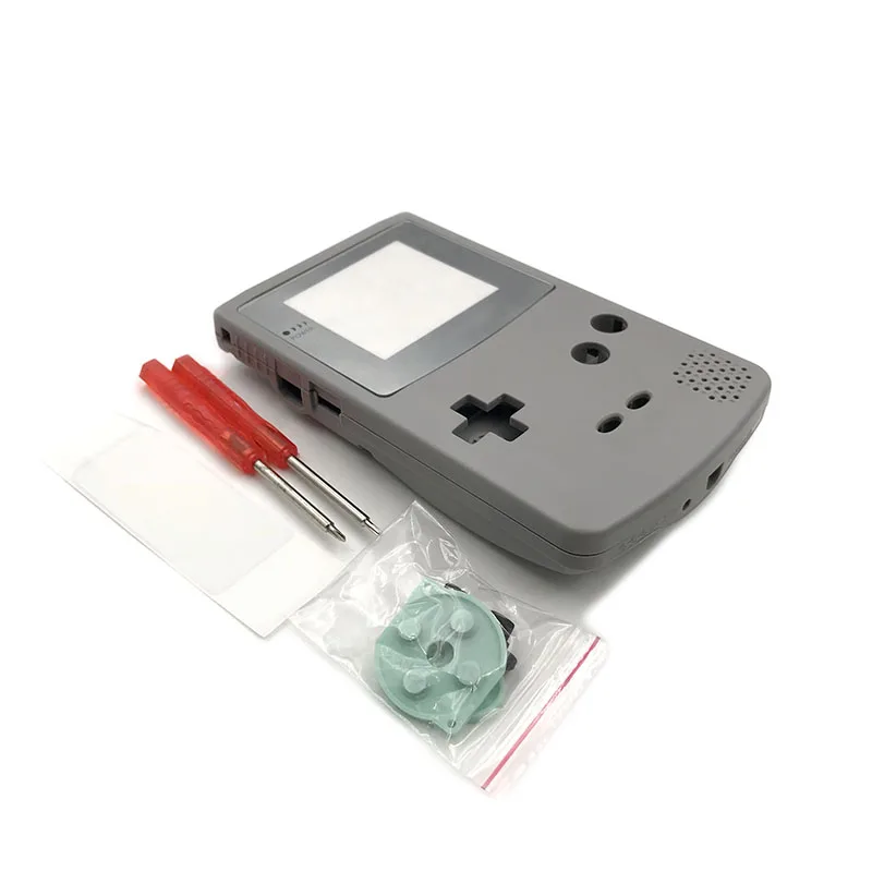 Для GBC серый корпус чехол Замена для Gameboy цвет GBC игровая консоль полный корпус - Цвет: Silver lens gray cas