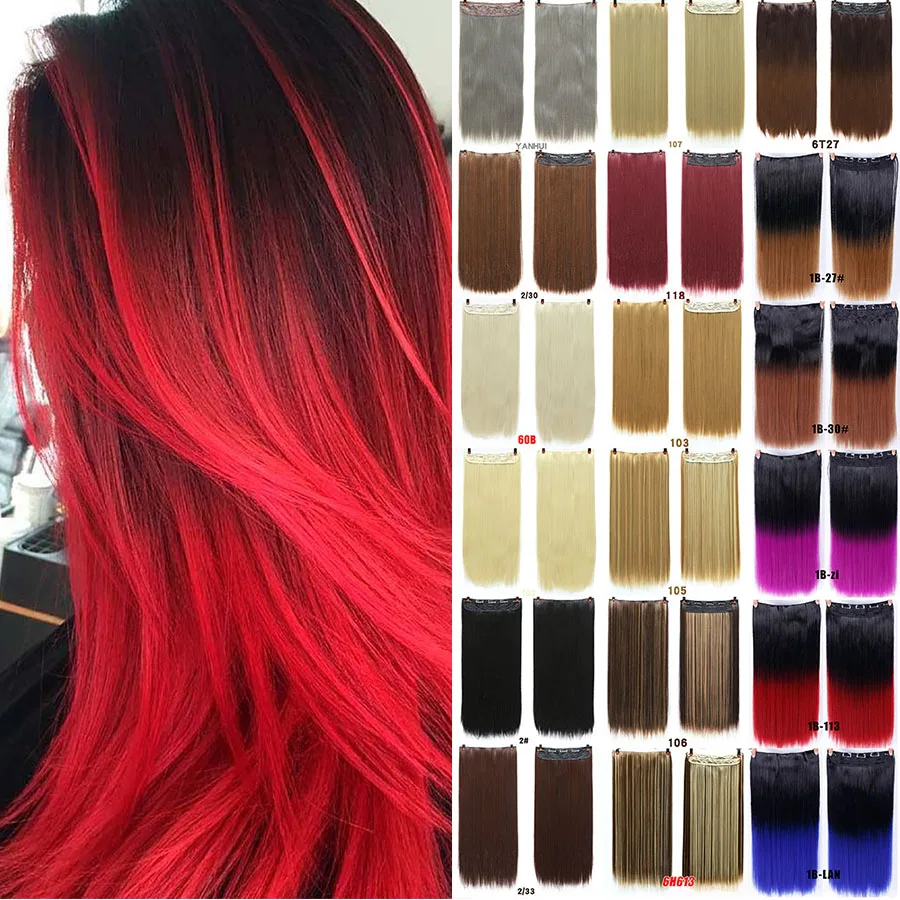 

MUMUPI Long straight Clip in Hair Extension One Piece 24 inches 60CM straight colors HairPiece Synthetic Clip In Hair Extentions