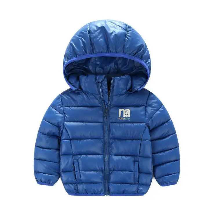 Лидер продаж, зимнее пальто с капюшоном для мальчиков и девочек хлопковая ветрозащитная куртка с длинными рукавами для мальчиков Одежда для детей детская теплая куртка высокого качества - Цвет: Синий