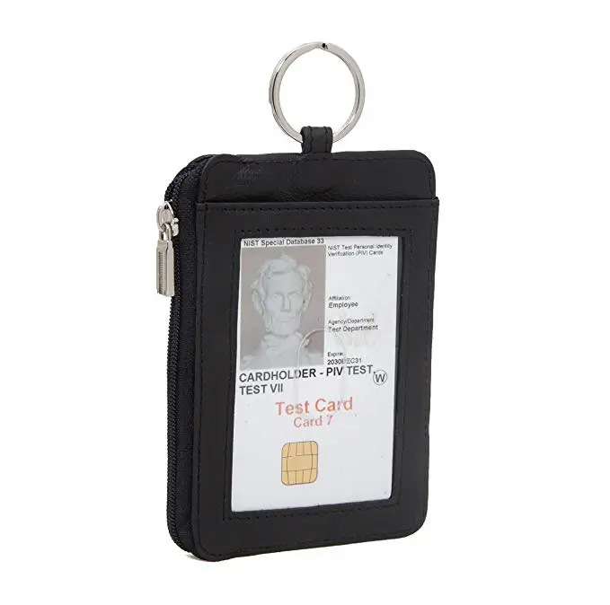 

RFID Wallet Double ID Key Ring Mini Protective Wallet for Credentials RFID Blocking Leather Wallets