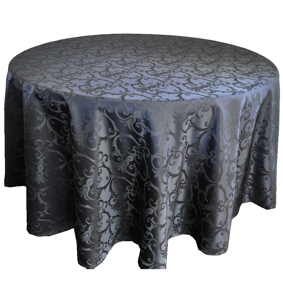 5pcs Black 270cm 100 Polyester Round Jacquard Damask Table Cloths