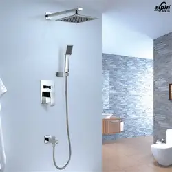 Латунь Для ванной смеситель в стену три функции встроенные окно микшера Клапан набор для душа с носиком Насадки для душа и arm