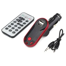 4 en 1 Inalámbrico de Manos Libres Bluetooth Kit de Coche Transmisor FM de Audio Receptor de música Reproductor de Mp3 SD 3.5mm Adaptador + Cargador Doble USB