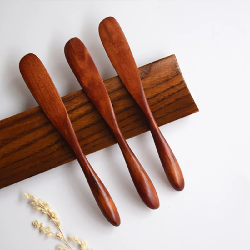 3 Pieces A Set Handmade Japanese Tableware Wood Thick Handle Jam Knife Cake Knife 15.5*2 CM