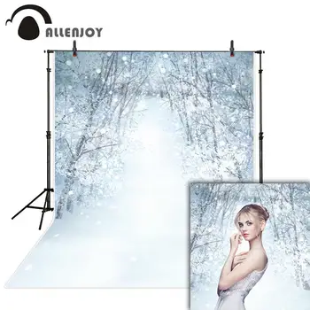 

Allenjoy photography backdrop Winter snow forest white wonderland Christmas photocall photo studio background exclduing stand