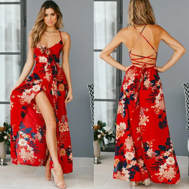 Fashion Womens Floral Boho Sundress 