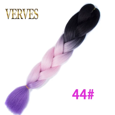 #60 VERVES, Омбре, плетение волос, 100 г/шт., 24 дюйма, 1 шт., синтетический, три, два тона, тепловое волокно, вязанное крючком, огромные косы, наращивание волос - Цвет: #60