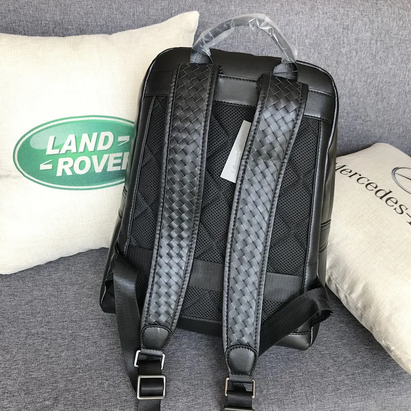 Kaisiludi leather backpack embroidery knitting men's bag double shoulder bag men's bag large capacity computer fashion women