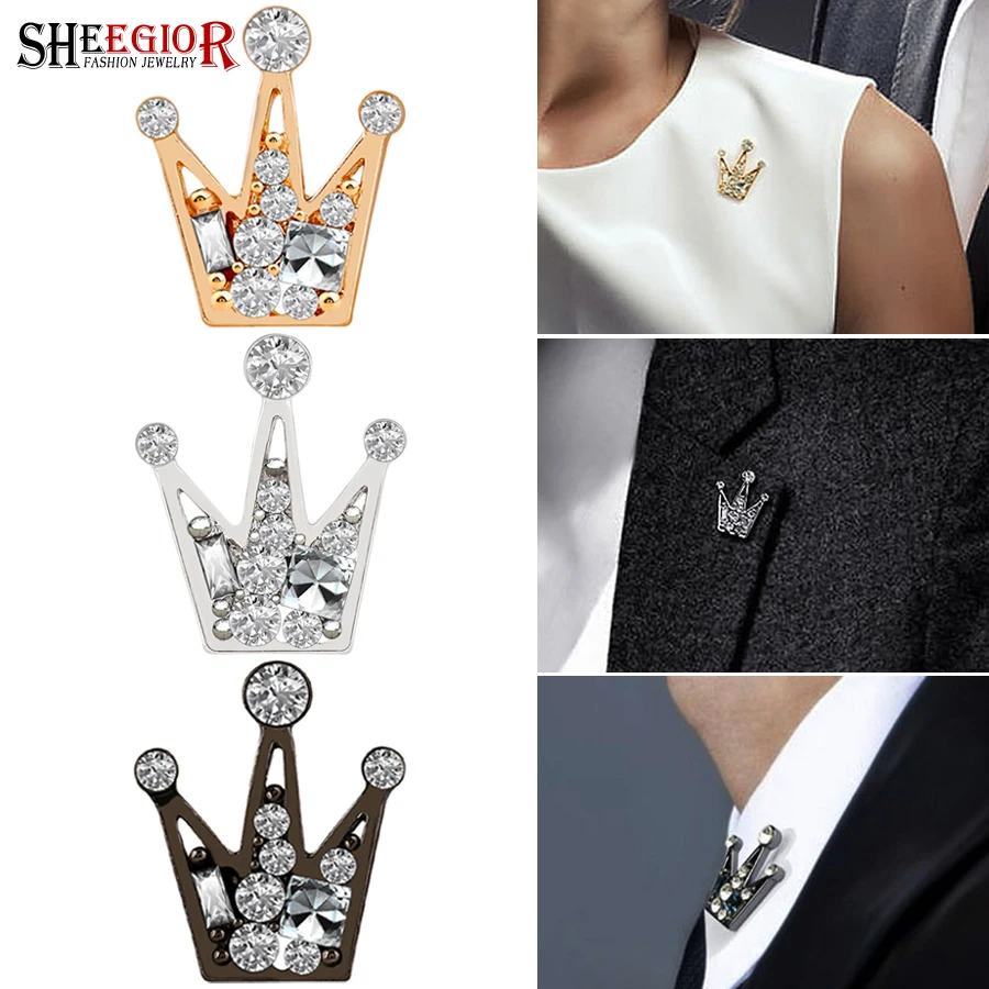 

SHEEGIOR NEW Lovely Rhinestone Brooches for Women Accessories Crystal Crown Mini Small Brooch Pin Men Badge Fashion Jewelry Gift