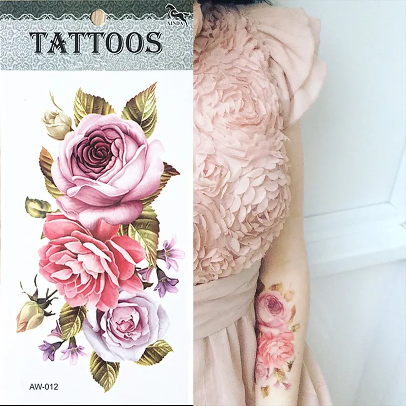 Hot-3D-tattoos-one-time-temporary-tattoos-Arm-flower-tattoo-waterproof-female-body-art-tattoo-model
