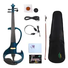 Yinfente синяя электрическая Тихая скрипка 4/4 ручная работа деревянный корпус сладкий звук свободный чехол Лук канифоль# EV6