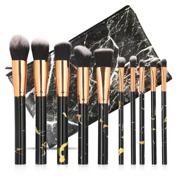 

MAANGE 10Pcs/Set Makeup Brushes Professional Marbling Handle Powder Foundation Eyeshadow Lip Make Up Brush Set Beauty Tools 40