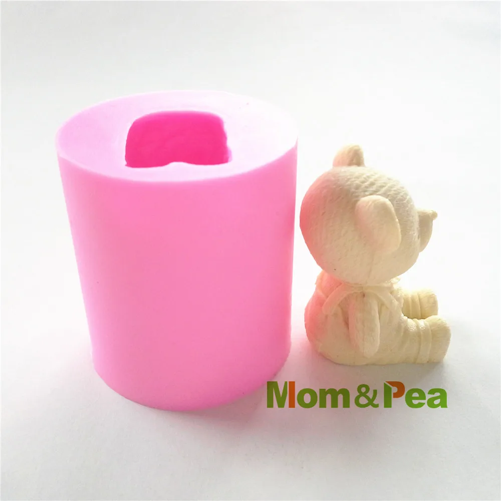 Mom& Pea 0494,, силиконовая форма для мыла в форме медведя для мальчиков, украшение торта, помадка, 3D форма для торта, силиконовая форма для пищевых продуктов