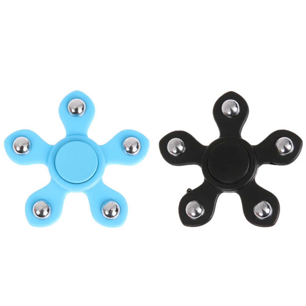 Blue Black Hand Spinner Plastic Spiner With Metal Ball Beaded Leaves Fidget Spinner For Kids Toy