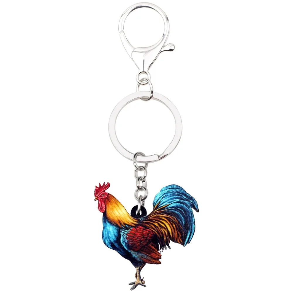 Acrylic Floral Farm Chicken Rooster KeyChains Rings For Women Bag Jewelry Charms Acrylic Floral Farm Chicken Rooster KeyChains Rings For Women Bag Jewelry Charms