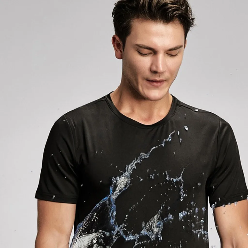 Waterproof men's T-shirt creative water anti-fouling breathable anti-fouling quick-drying shirt short-sleeved T-shirt male