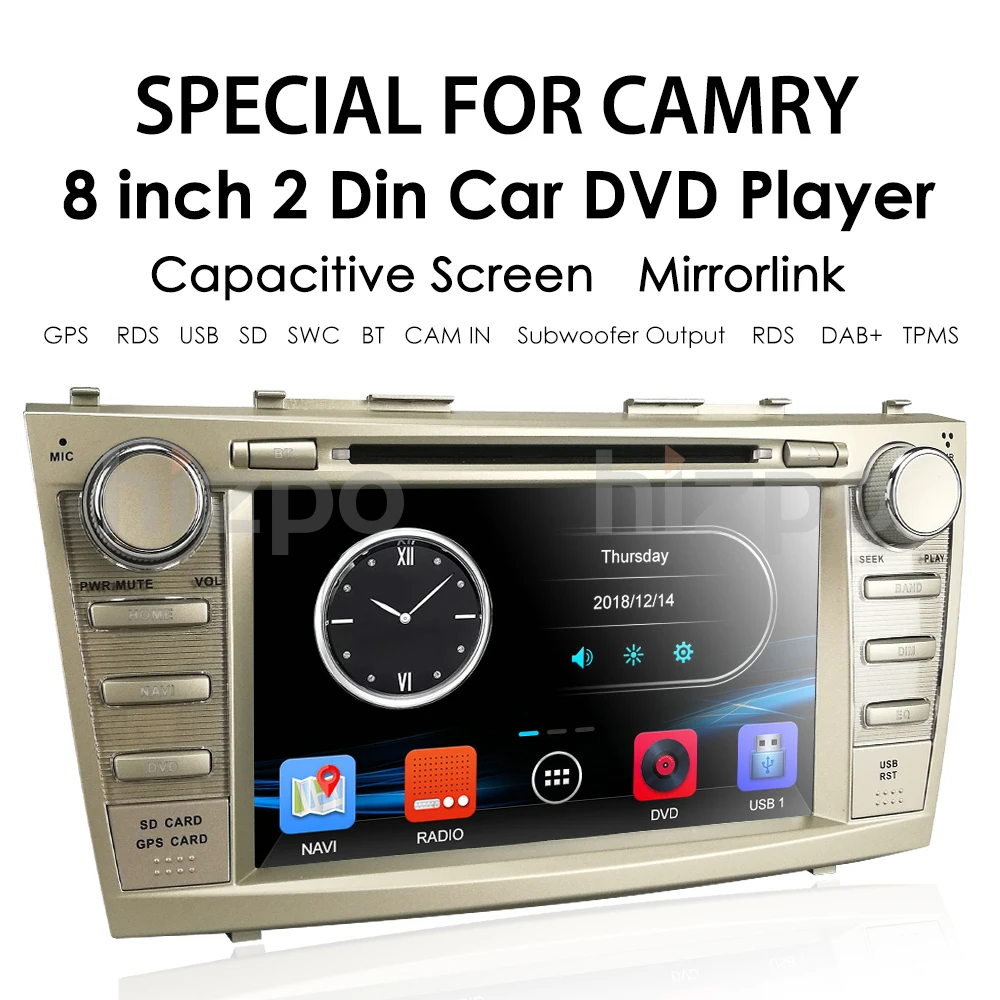 Top 8 "2 din Car Radio Tape Recorder Car DVD Player For Toyota Camry 2007 2008 2009 2010 2011 Aurion 2006 GPS BT RDS AUX USB 3G SWC 1
