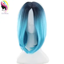 Feibin короткие парики для женщин Синтетические прямые Омбре светлые волосы боб D07